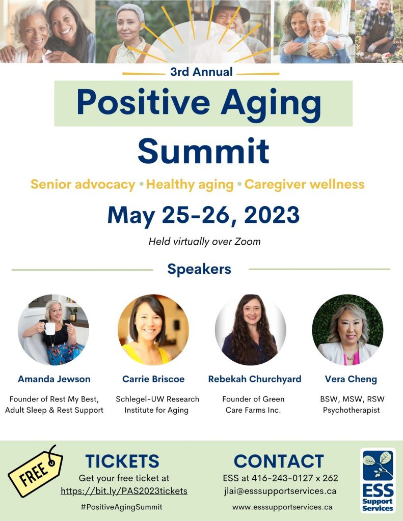 ESS Positive Aging Summit 2023 event flyer